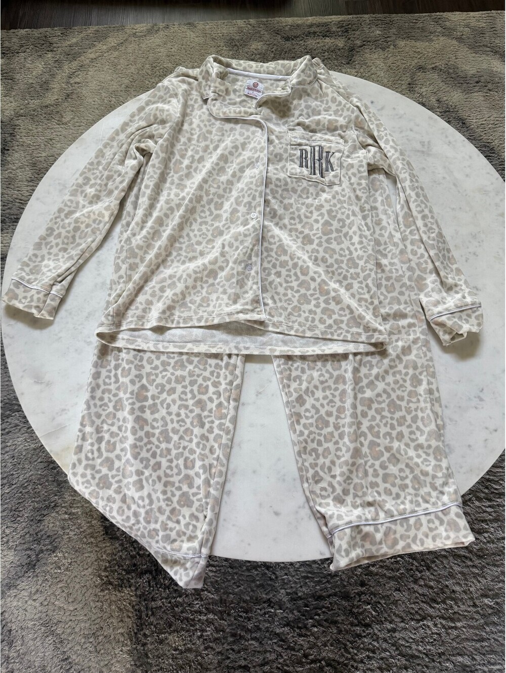 MarleyLilly Snow Leopard Print PJ Set - MONOGRAMED RKR - Small